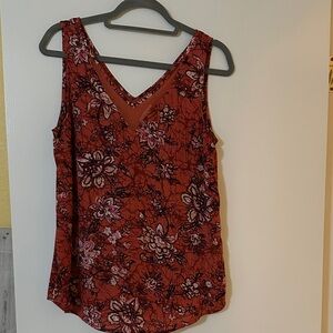 Maurices Red Floral V-Neck Blouse